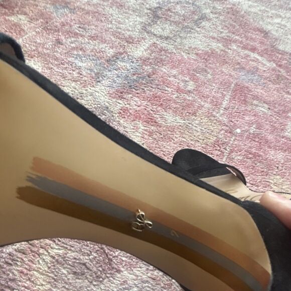 Sam Edelman Black Suede Ankle Strap Open Toe Strappy Heels Women’s Size 7 - Picture 7 of 9